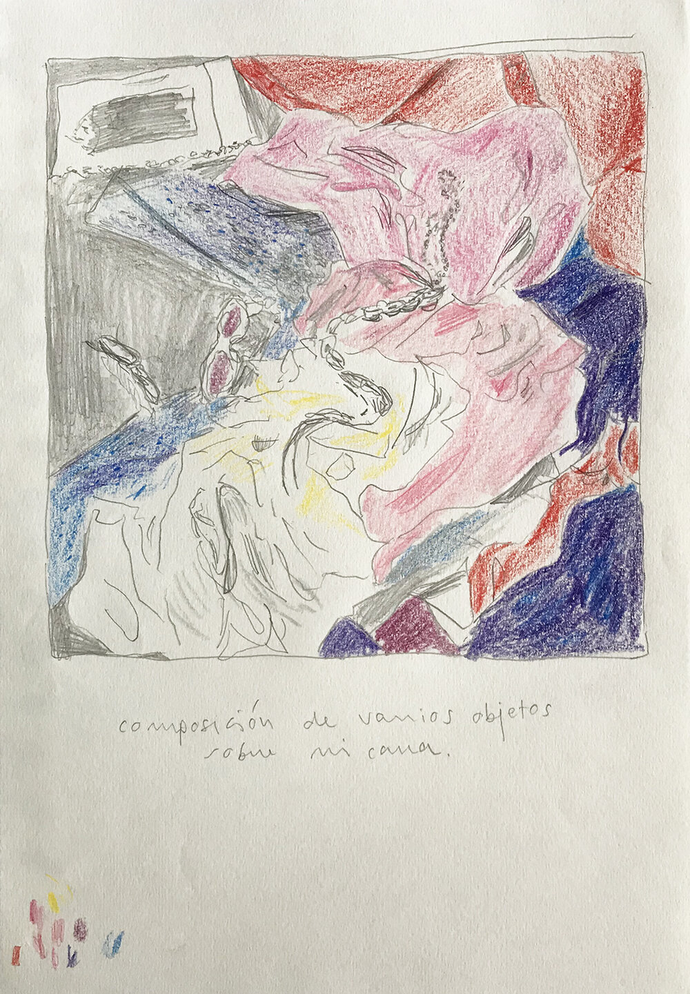 “Composición de objetos sobre mi cama”, 2018